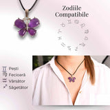 Colier ajustabil fluture cu Ametist - Protectie si Eleganta