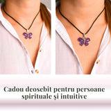 Colier ajustabil fluture cu Ametist - Protectie si Eleganta