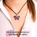 Colier ajustabil fluture cu Ametist - Protectie si Eleganta