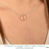 Colier argint 925 cuart roz lacrima – iubire, feminitate si echilibru emotional