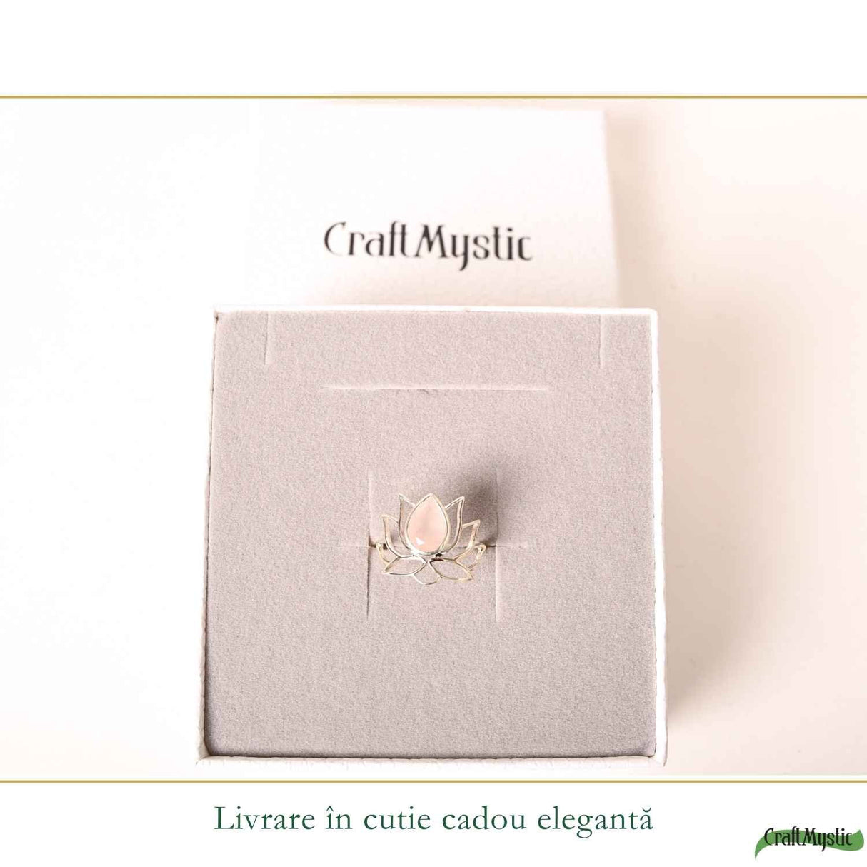 Inel Cuart Roz fatetat Lotus din Argint 925 – iubire de sine si echilibru interior