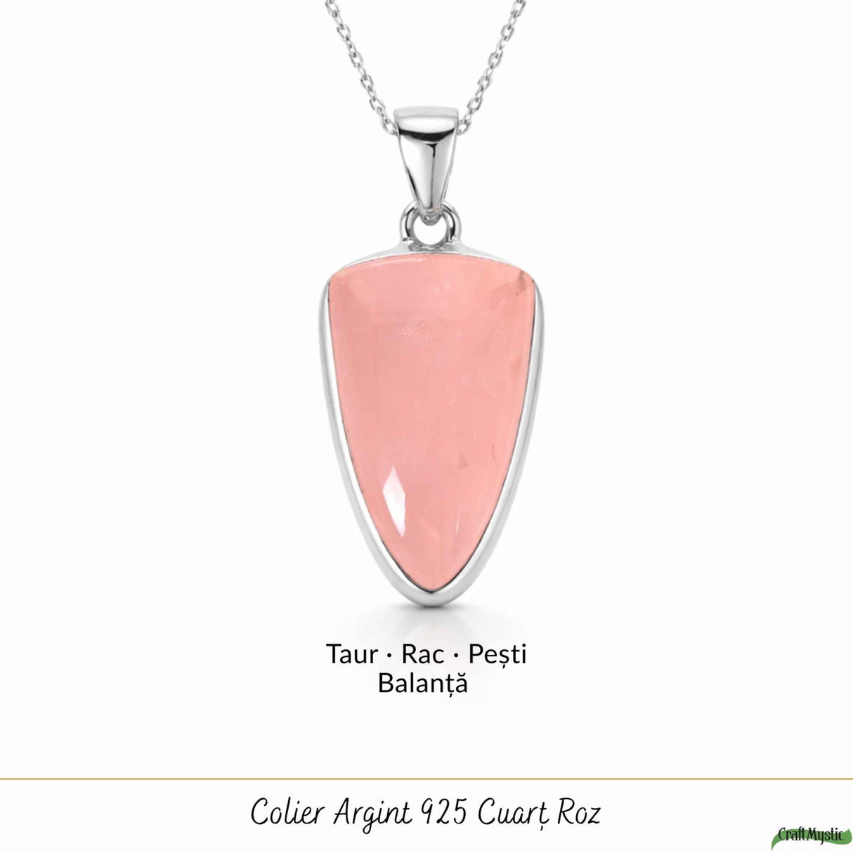 Colier Cuart Roz neregulat din Argint 925 – iubire de sine si echilibru emotional