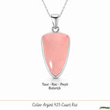Colier Cuart Roz neregulat din Argint 925 – iubire de sine si echilibru emotional