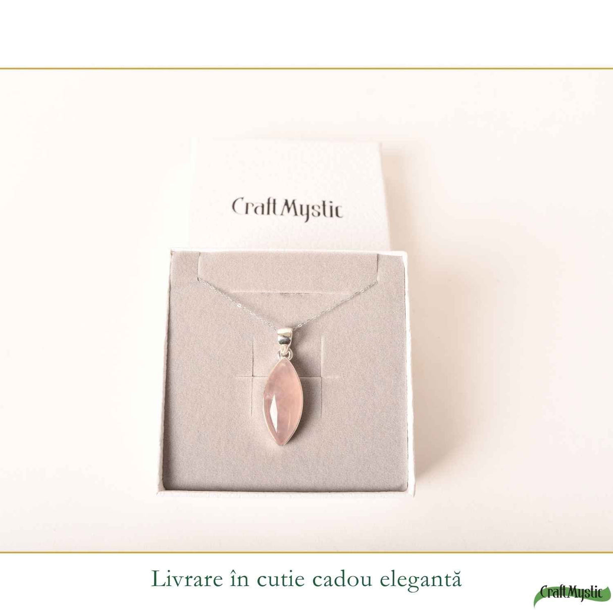 Colier Cuart Roz forma delica din Argint 925 – iubire de sine si feminitate blanda