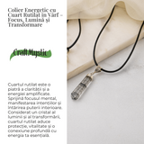 Colier cu Cuart Rutilat in Forma de Varf Lung - Claritate, Protectie si Energie Amplificata