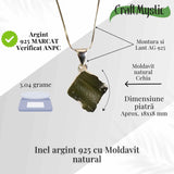 Colier din argint 925 cu moldavit natural, 3.04 gr- Energie cosmica si protectie