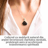 Colier din argint 925 cu moldavit natural, 3.34 gr- Protectie energetica si transformare interioara