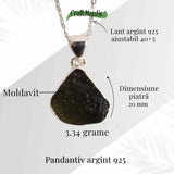Colier din argint 925 cu moldavit natural, 3.34 gr- Protectie energetica si transformare interioara