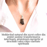 Colier din argint 925 cu moldavit natural, 3.81 gr - Trezire spirituala si protectie interioara