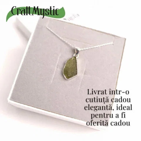 Colier din argint 925 cu moldavit natural, 3.81 gr - Trezire spirituala si protectie interioara