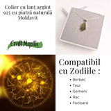 Colier din argint 925 cu moldavit natural, 2.51 gr- Claritate, protectie si energie transformationala