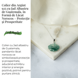 Colier Argint 925 cu Jad Albastru Sculptat Pixiu - Protectie, Echilibru si Prosperitate Interioara