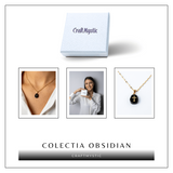 Colier Otel Inoxidabil Auriu cu Obsidian si Cruce - Protectie si Claritate Interioara
