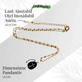 Colier Otel Inoxidabil Auriu cu Obsidian si Cruce - Protectie si Claritate Interioara