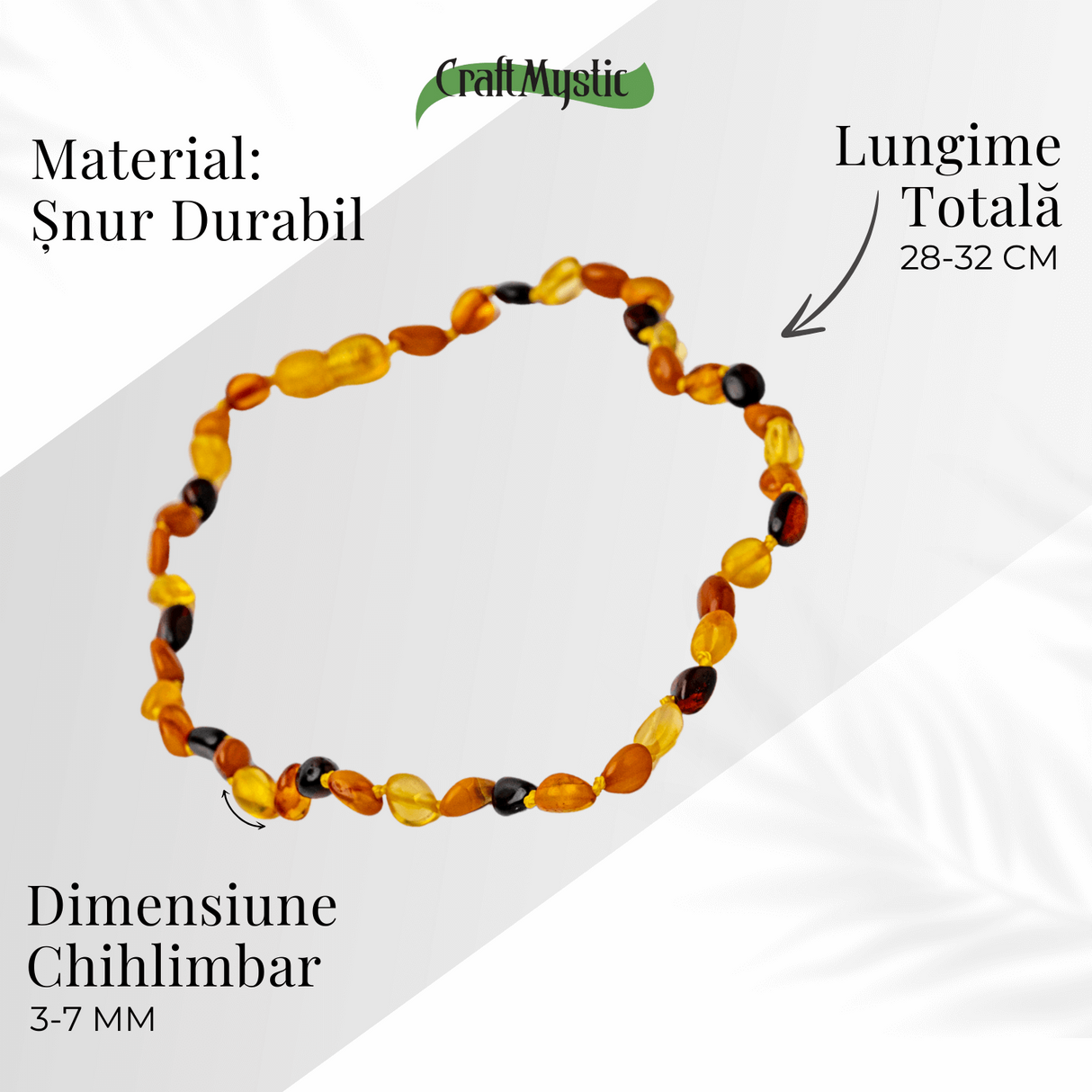 Colier Natural din Chihlimbar Multicolor - Galben si Maro Rosiatic pentru Protectie, Energie si Echilibru