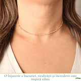 Colier Fin la Baza Gatului Tip Choker cu Piatra Soarelui Fatetata Rotunda 2 mm – Bucurie si Eleganta Naturala