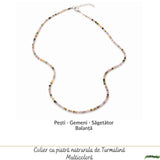 Colier Fin la Baza Gatului Tip Choker cu Turmalina Multicolora Fatetata 2 mm – Armonie si Eleganta Naturala