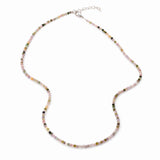 Colier Fin la Baza Gatului Tip Choker cu Turmalina Multicolora Fatetata 2 mm – Armonie si Eleganta Naturala