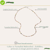 Colier Fin la Baza Gatului Tip Choker cu Turmalina Multicolora Fatetata 2 mm – Armonie si Eleganta Naturala