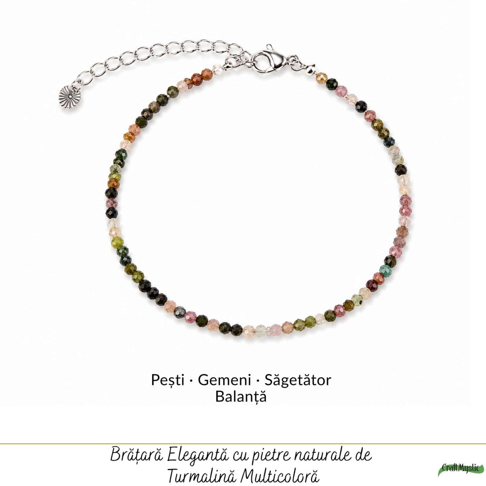 Bratara Fina cu Turmalina Multicolora Fatetata 2 mm – Echilibru si Energie Pozitiva