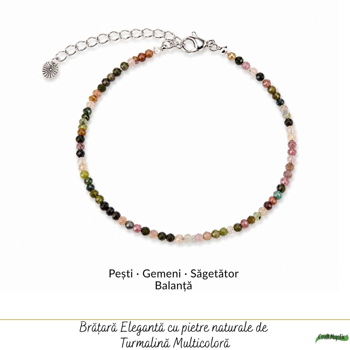 Bratara Fina cu Turmalina Multicolora Fatetata 2 mm – Echilibru si Energie Pozitiva