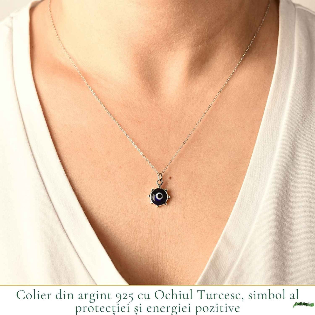 Colier Ochiul Turcesc din Argint 925 – Protectie Energetica si Noroc