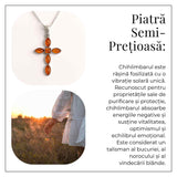 Colier cruce cu chihlimbar si montura argint 925 - Simbol sacru al puritatii si credintei
