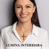 Colier cruce cu chihlimbar si montura argint 925 - Simbol sacru al puritatii si credintei