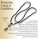 Colier Mala cu 108 Pietre din Obsidian si Ochi de Tigru