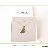 Colier cu Moldavit Brut si Argint 925 Placat Aur 18k– Conexiune si Transformare