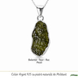 Colier Moldavit Brut Neuniform Argint 925 – Energie si Claritate Interioara