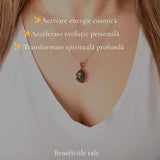 Colier Moldavit Brut Neuniform Argint 925 Placat cu Aur de 18k – Claritate si Transformare Interioara