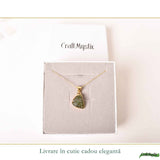 Colier Moldavit Brut Neuniform cu Argint 925 Placat cu Aur 18k – Energie si Claritate Autentica