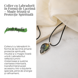 Colier cu Labradorit Natural in Forma de Picatura - Protectie, Intuitie si Stralucire Irizata