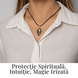 Colier cu Labradorit Natural in Forma de Picatura - Protectie, Intuitie si Stralucire Irizata