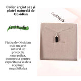 Colier Argint 925 cu Obsidian Natural - Protectie si Claritate Interioara