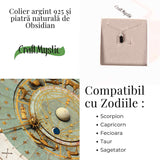 Colier Argint 925 cu Obsidian Natural - Protectie si Claritate Interioara