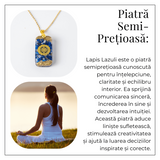 Colier cu Lapis Lazuli si Rasina - Pandantiv Dreptunghiular cu Simbol Sacru Sri Yantra
