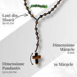 Colier cu Margele din Ochi de Tigru Natural si Pandantiv Cruce - Protectie, Curaj si Forta Interioara