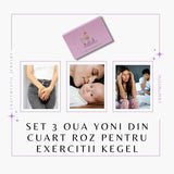 Set 3 Oua Yoni din Cuart Roz - Echilibru si Forta Interioara