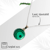 Colier protectie si echilibru emotional - Malachit si Crisocola montura Argint 925 8.35 gr