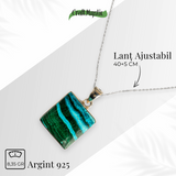 Colier protectie si echilibru emotional - Malachit si Crisocola montura Argint 925 8.35 gr