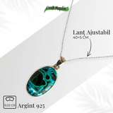 Colier protectie si echilibru emotional - Malachit si Crisocola montura Argint 925 8.35 gr
