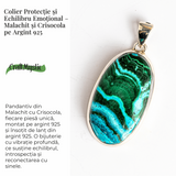 Colier protectie si echilibru emotional - Malachit si Crisocola montura Argint 925 8.35 gr