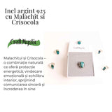 Inel Malachit si Crisocola montura Argint 925 - Protectie si echilibru emotional