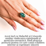 Inel Malachit si Crisocola montura Argint 925 - Protectie si echilibru emotional