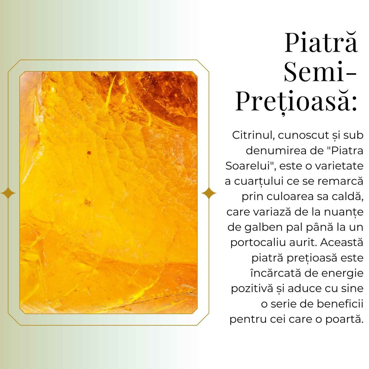 Colier cu Pandantiv Argintiu 15mm in Forma Dreptunghiulara cu Citrin Natural Fatetat - Energie si Prosperitate