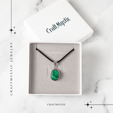 Colier ajustabil cu pandantiv oval din Malachit Natural - Protectie si Echilibru Energetic