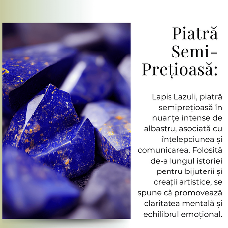 Colier ajustabil cu pandantiv strop de ploaie auriu Lapis Lazuli - Claritate si Intelepciune - Copie