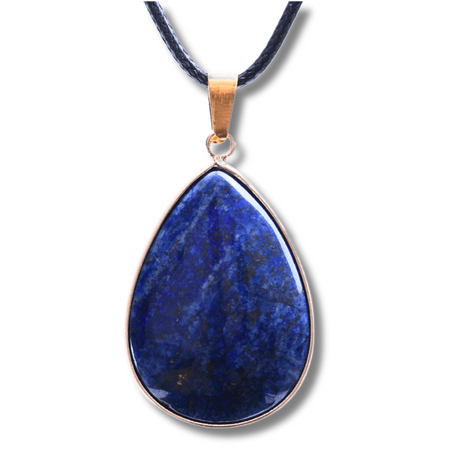 Colier ajustabil cu pandantiv strop de ploaie auriu Lapis Lazuli - Claritate si Intelepciune - Copie